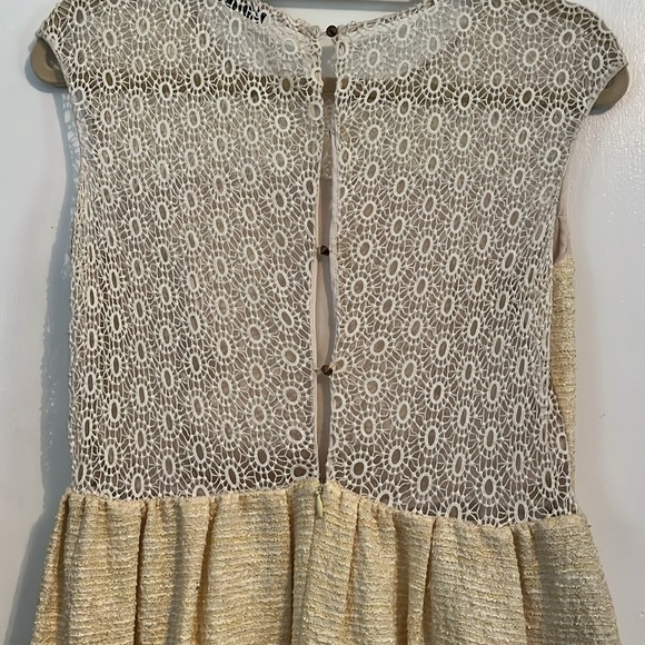 Zara yellow tweed and lace dress - Picture 4 of 4